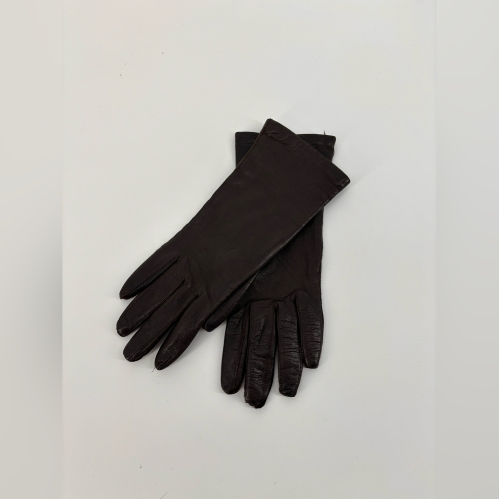 Vintage Brown-Black Leather Gloves – Size 6½